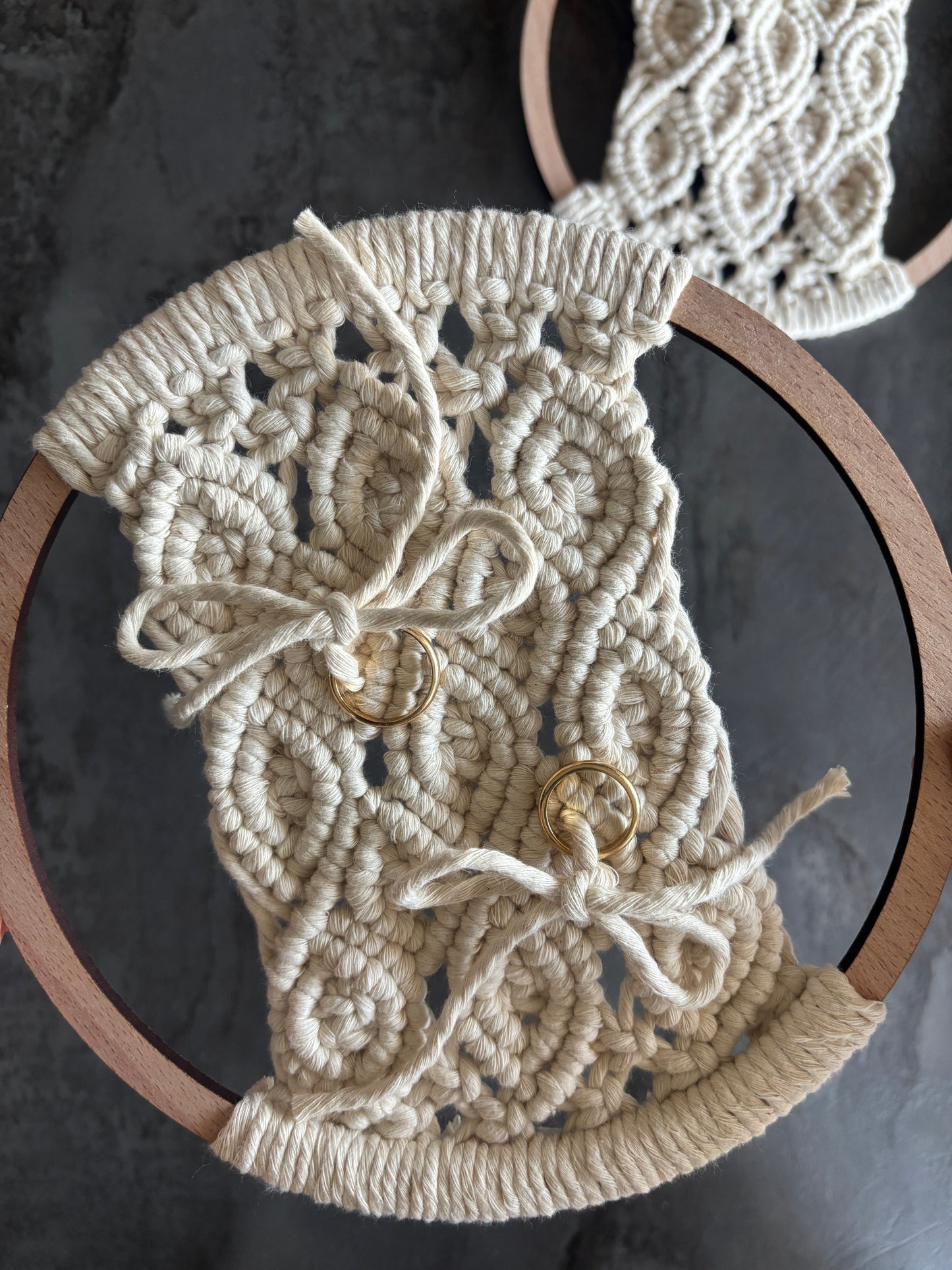 Porta fedi matrimonio in macramè trama rombi NEW | boho wedding