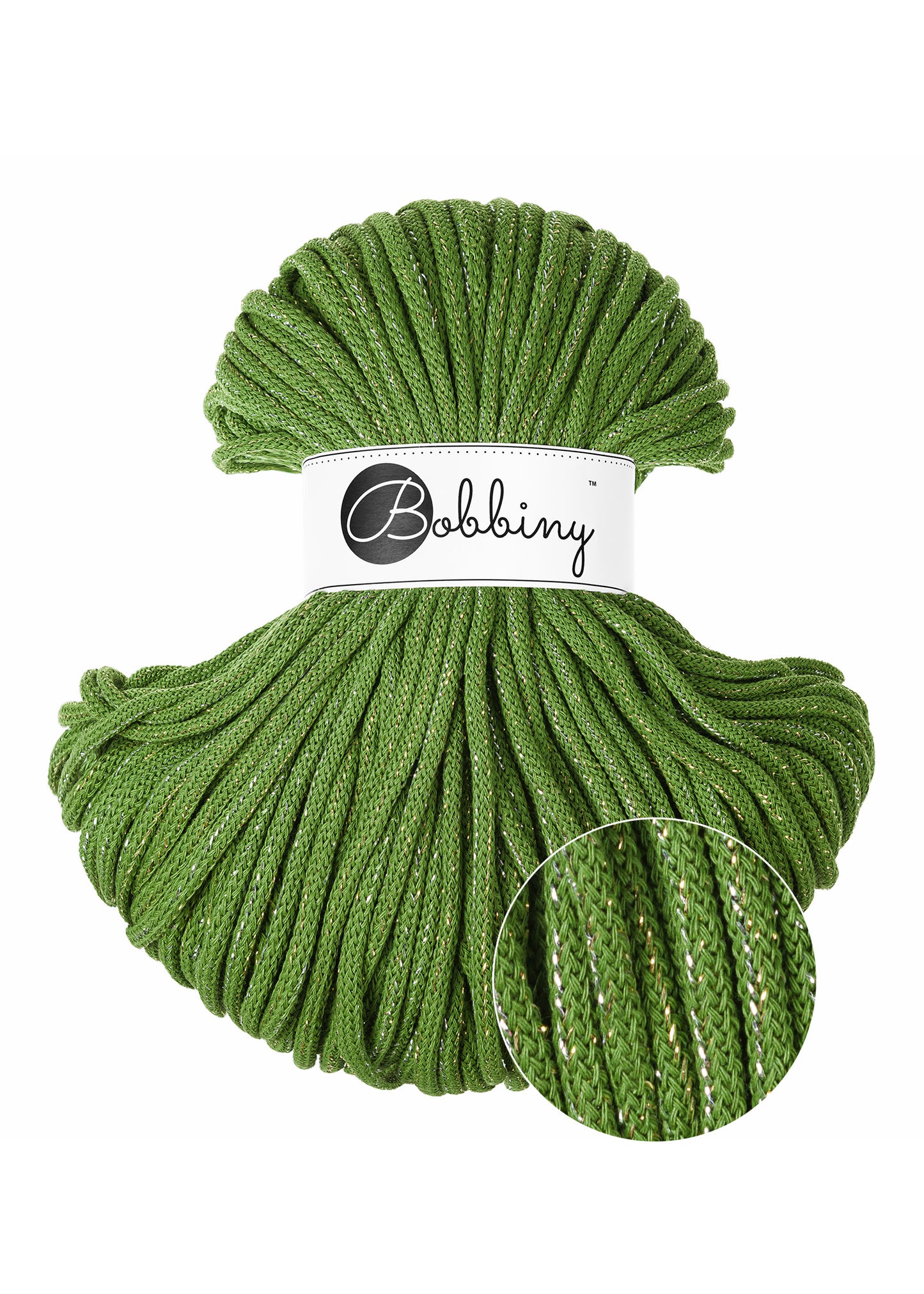 Shiny Moss Green Bobbiny | Corda Braided 5 mm