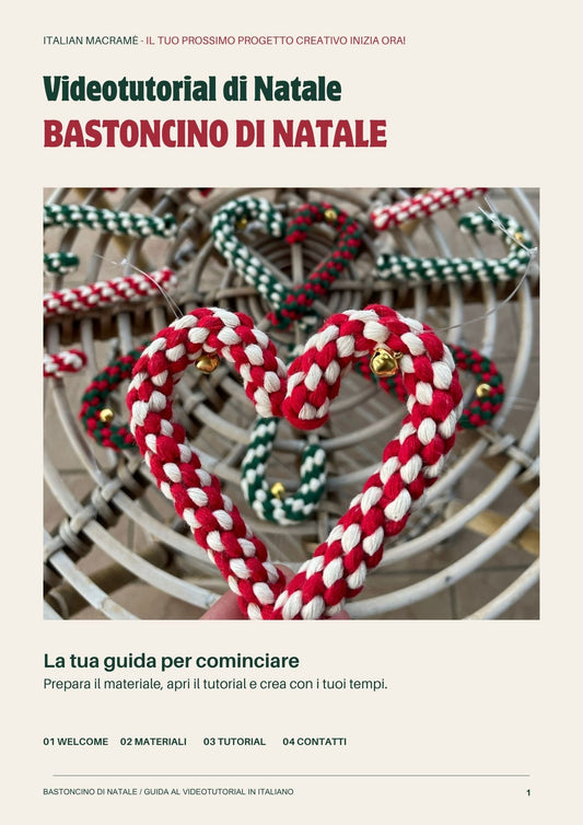 Videotutorial BASTONCINO DI NATALE in macramè | contenuto digitale in italiano