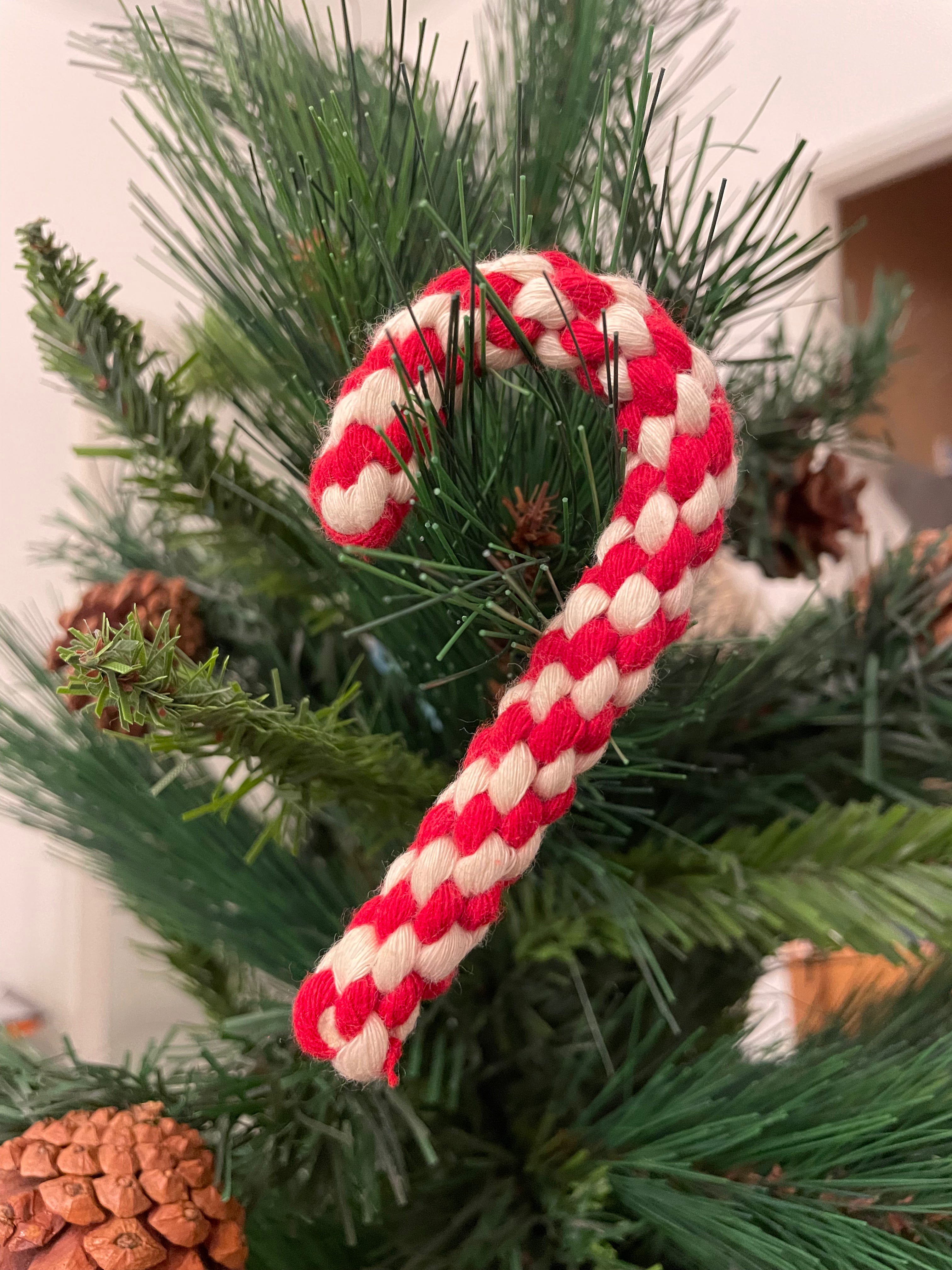 12 Bastoncini Di Zucchero Decorativi In Plastica Per Albero Di Natale – Rosso E Bianco Con Fiocchi Oro E Rosso